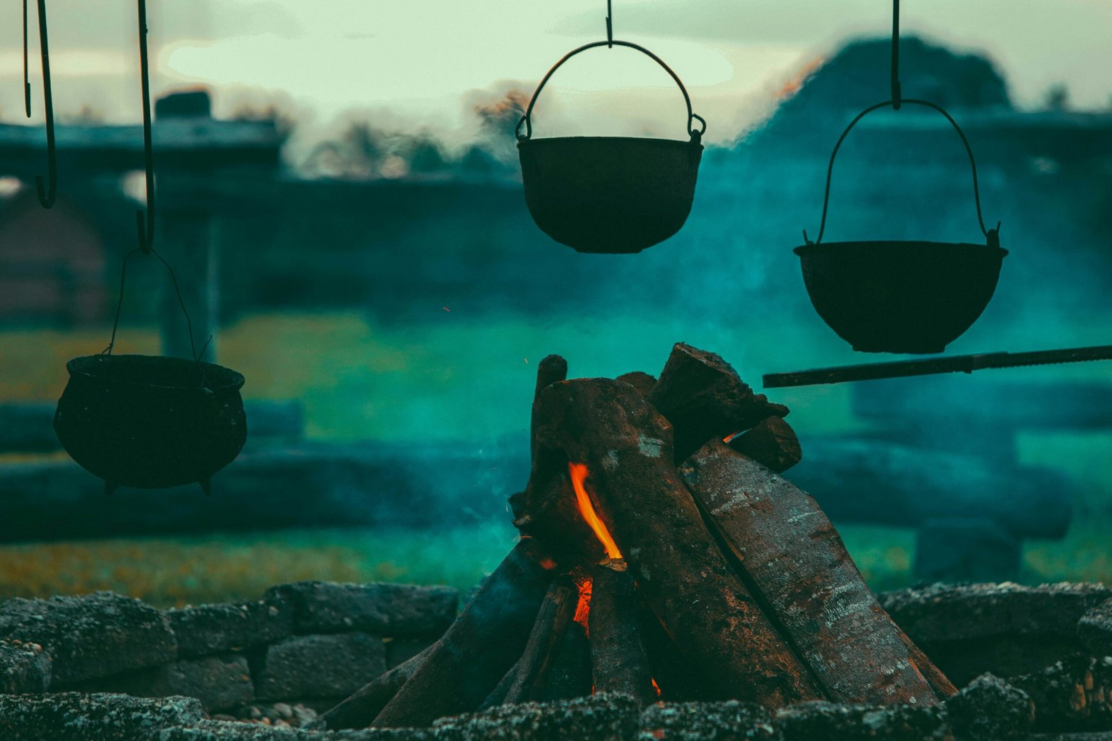 three hanging pots